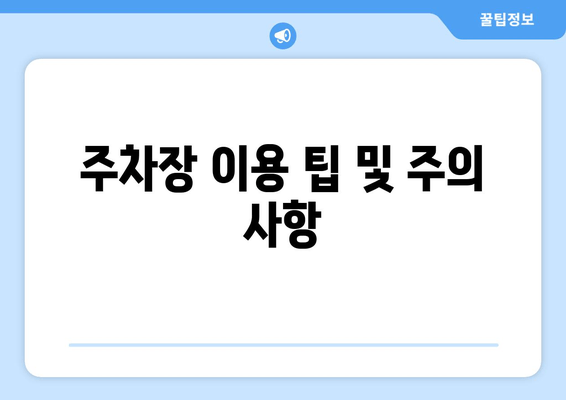 주차장 이용 팁 및 주의 사항