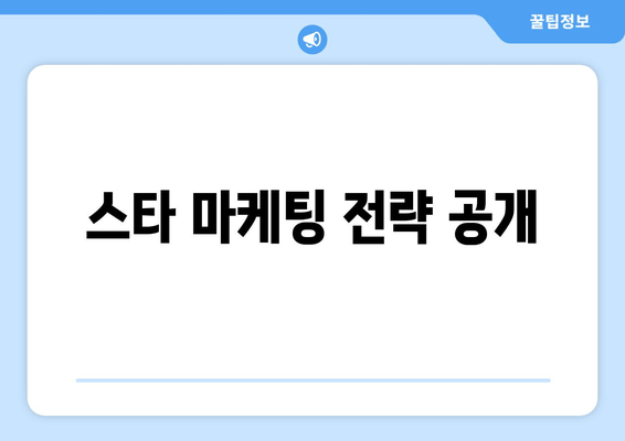 스타 마케팅 전략 공개