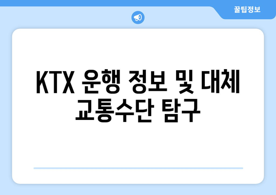 KTX 운행 정보 및 대체 교통수단 탐구