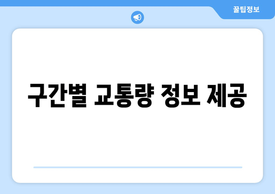 구간별 교통량 정보 제공