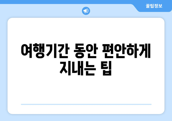 여행기간 동안 편안하게 지내는 팁