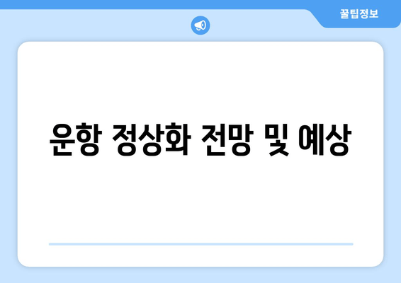 운항 정상화 전망 및 예상