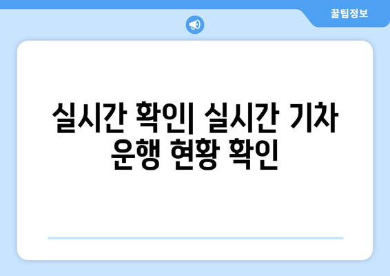 실시간 확인| 실시간 기차 운행 현황 확인