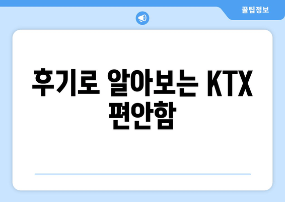 후기로 알아보는 KTX 편안함