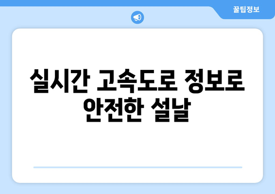 실시간 고속도로 정보로 안전한 설날