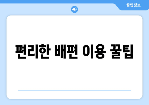 편리한 배편 이용 꿀팁