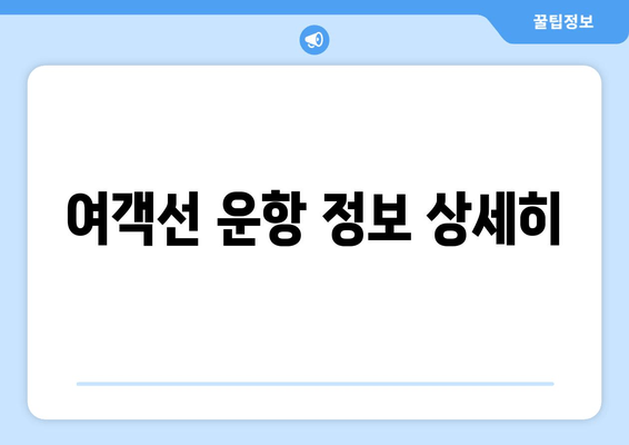 여객선 운항 정보 상세히