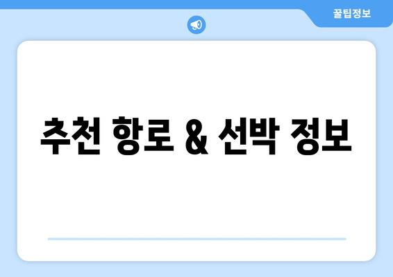 추천 항로 & 선박 정보