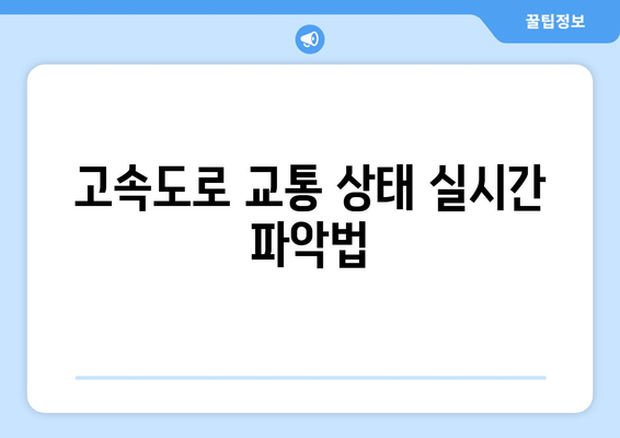 고속도로 교통 상태 실시간 파악법