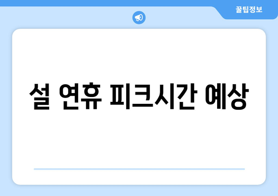 설 연휴 피크시간 예상