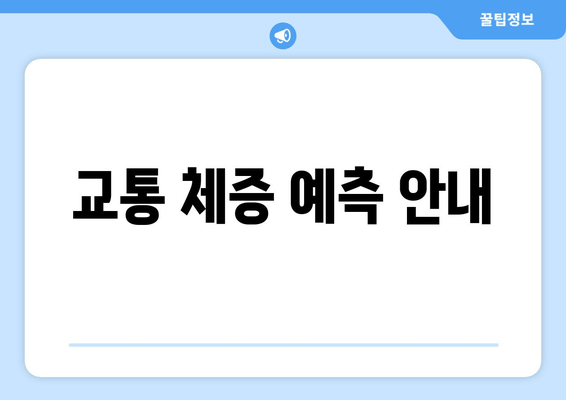 교통 체증 예측 안내