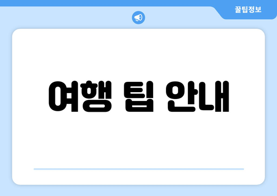 여행 팁 안내