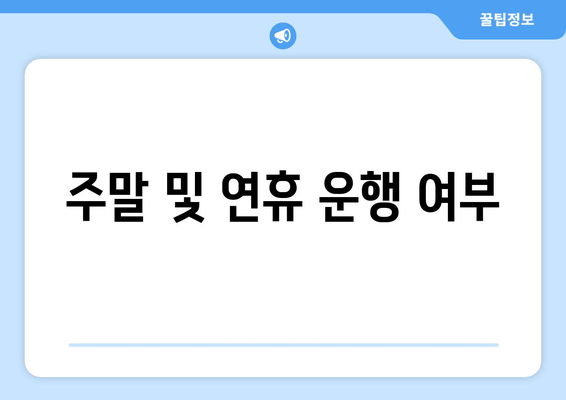 주말 및 연휴 운행 여부