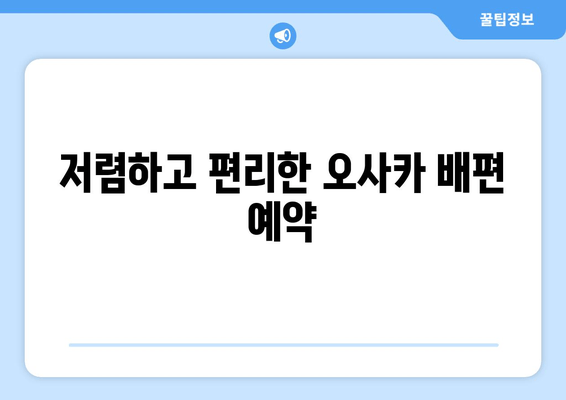 저렴하고 편리한 오사카 배편 예약