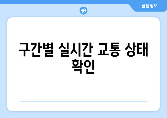 구간별 실시간 교통 상태 확인