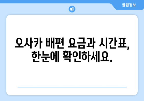 오사카 배 편 요금, 시간표, 차량선적 완벽 가이드 | 부산 출발, 차량 운송, 예약 정보