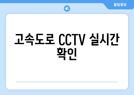 고속도로 CCTV 실시간 확인