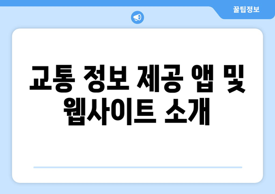 교통 정보 제공 앱 및 웹사이트 소개