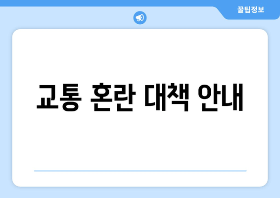 교통 혼란 대책 안내