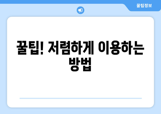 꿀팁! 저렴하게 이용하는 방법