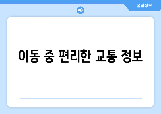 이동 중 편리한 교통 정보