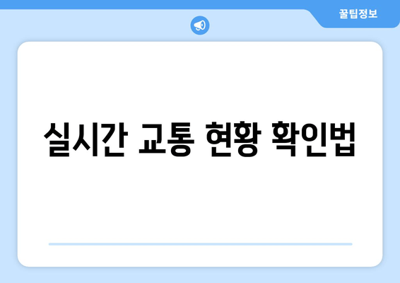실시간 교통 현황 확인법