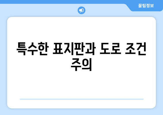 특수한 표지판과 도로 조건 주의