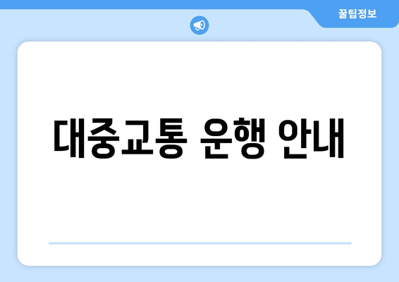 대중교통 운행 안내