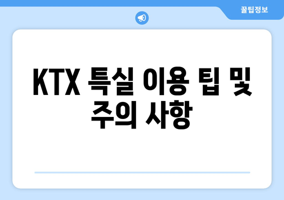 KTX 특실 이용 팁 및 주의 사항