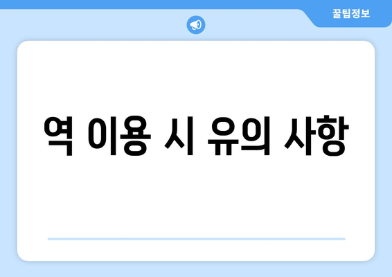 역 이용 시 유의 사항