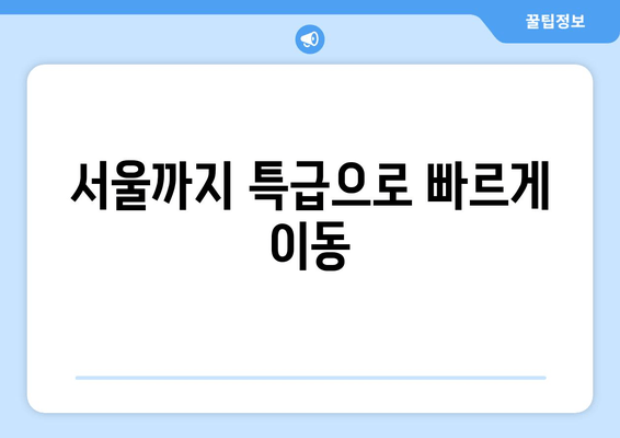 서울까지 특급으로 빠르게 이동