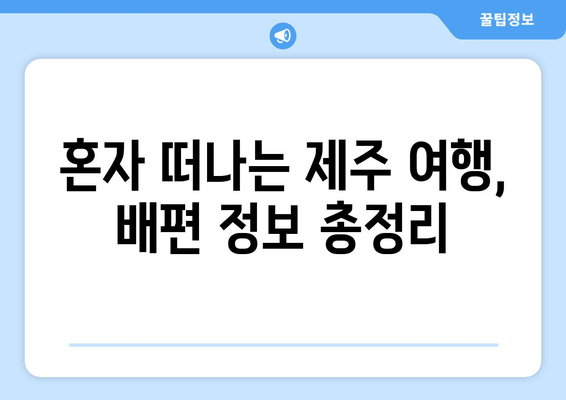 혼자 떠나는 제주 여행, 배편 정보 총정리