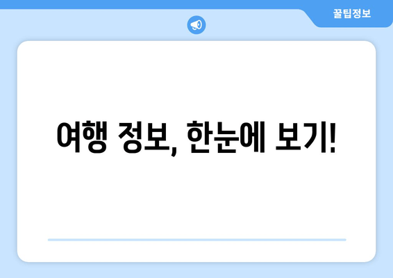 여행 정보, 한눈에 보기!