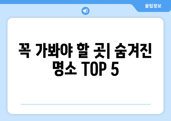 꼭 가봐야 할 곳| 숨겨진 명소 TOP 5