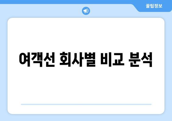 여객선 회사별 비교 분석