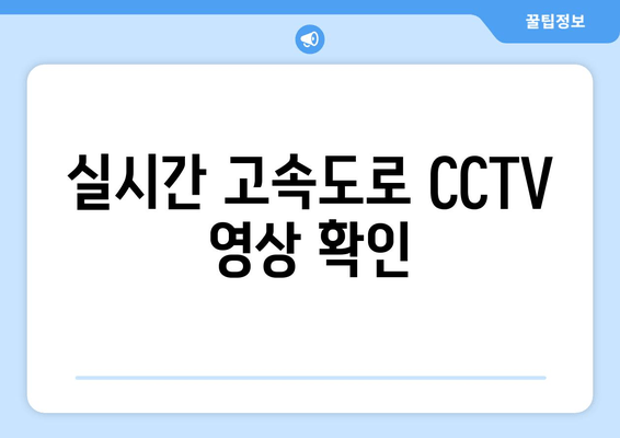 실시간 고속도로 CCTV 영상 확인