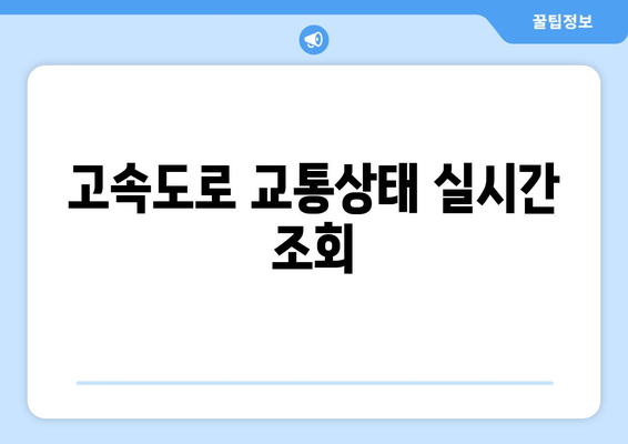 고속도로 교통상태 실시간 조회