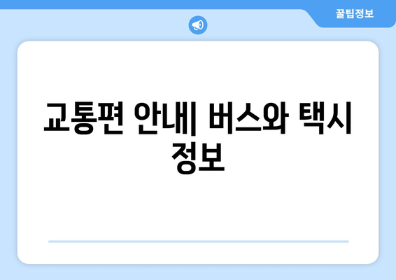 교통편 안내| 버스와 택시 정보