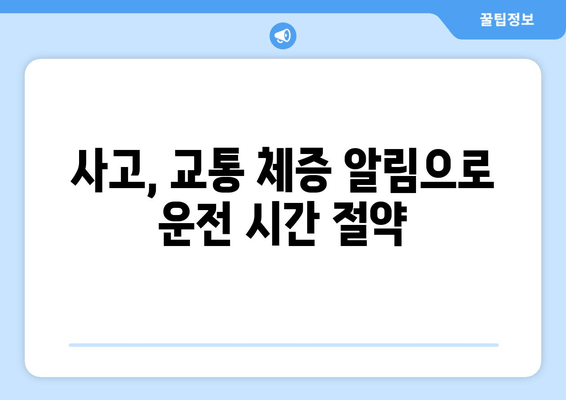 사고, 교통 체증 알림으로 운전 시간 절약