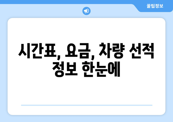 시간표, 요금, 차량 선적 정보 한눈에