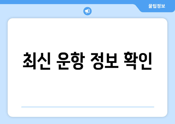 최신 운항 정보 확인