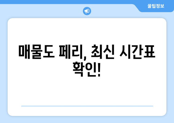 매물도 페리, 최신 시간표 확인!