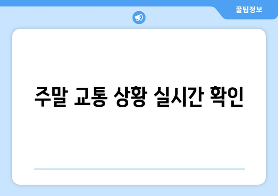 주말 교통 상황 실시간 확인