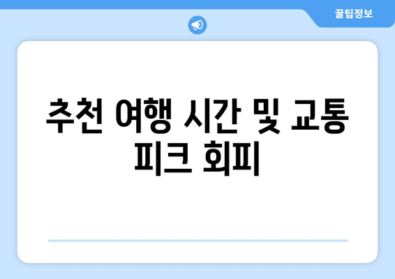 추천 여행 시간 및 교통 피크 회피