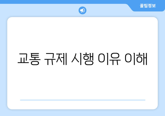 교통 규제 시행 이유 이해