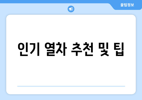 인기 열차 추천 및 팁