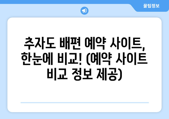 추자도 배편 예약 사이트, 한눈에 비교! (예약 사이트 비교 정보 제공)