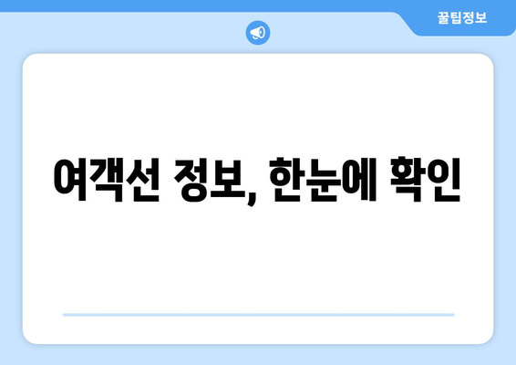 여객선 정보, 한눈에 확인