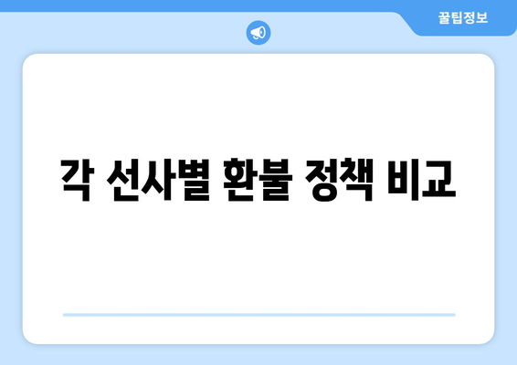 각 선사별 환불 정책 비교