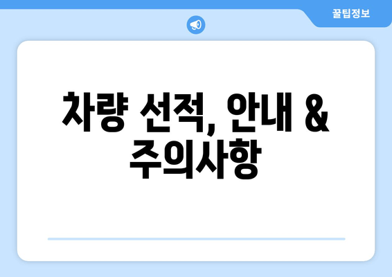 차량 선적, 안내 & 주의사항